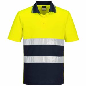 S175 - Polo mezza zip bicolore alta visibilità